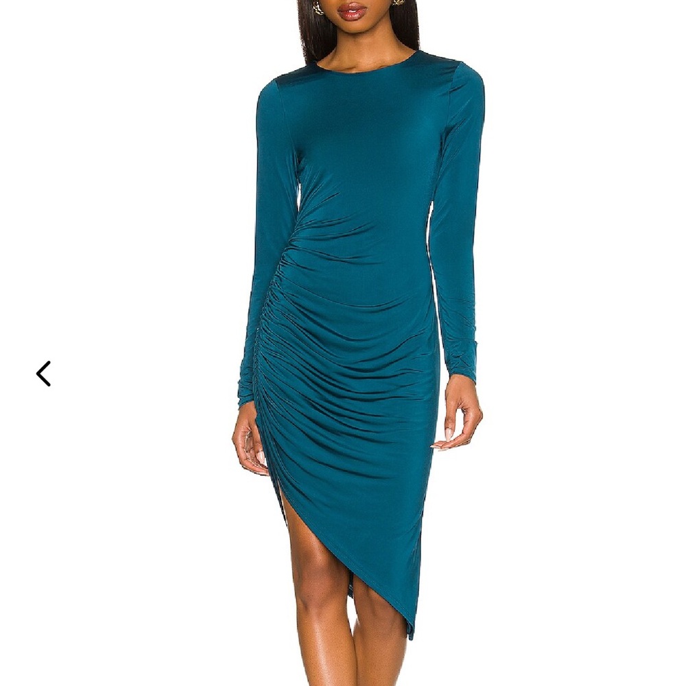 NWT Lovers + Friends Asymmetrical Ruched Long Sleeve Dress